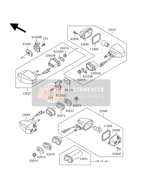 Kawasaki ZXR400 1997 Clignotants pour un 1997 Kawasaki ZXR400