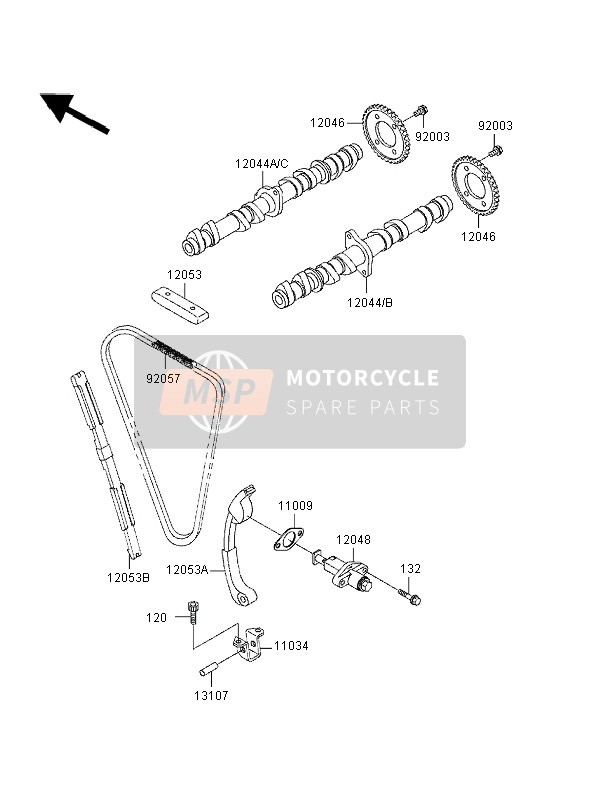 120441392, CAMSHAFT-VALVE,Exhaust, Kawasaki, 1