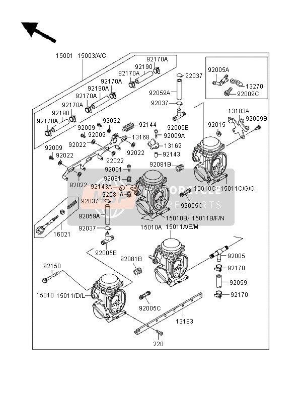 150111324, Carburetor, Lh, Outside, Kawasaki, 2