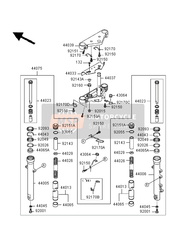 440051382, PIPE-LEFT Fork Outer, Kawasaki, 0