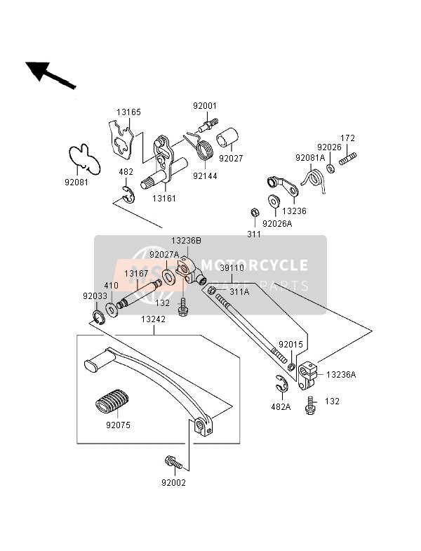 Kawasaki EN500 1998 SCHALTMECHANISMUS für ein 1998 Kawasaki EN500