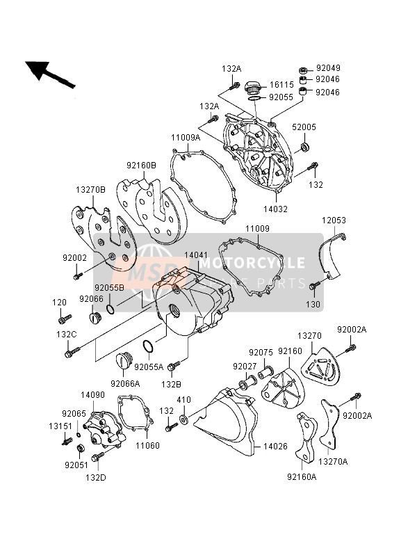 Kawasaki EN500 1998 Engine Cover for a 1998 Kawasaki EN500