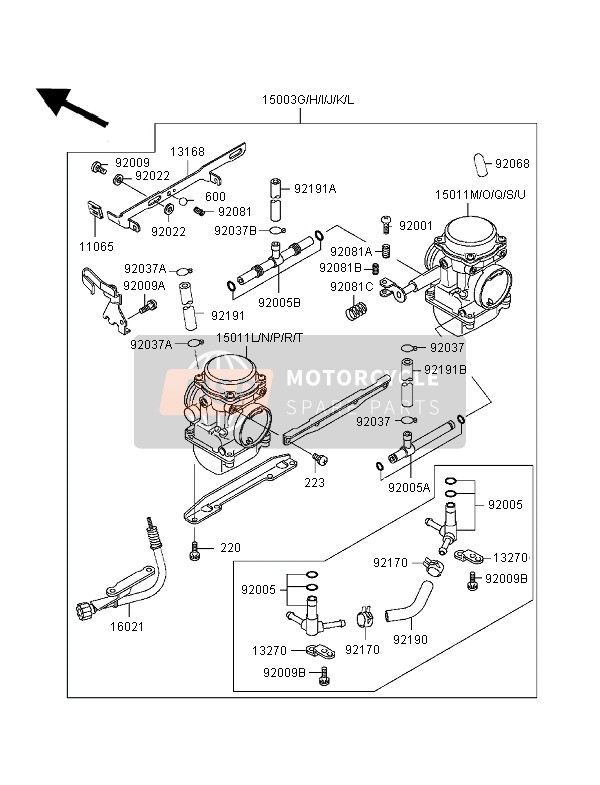 Kawasaki EN500 1998 Carburettor for a 1998 Kawasaki EN500