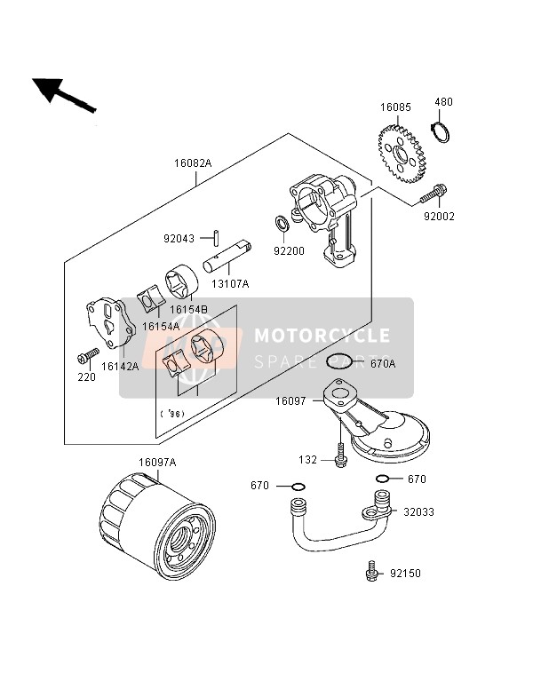 Kawasaki EN500 1998 Oil Pump for a 1998 Kawasaki EN500