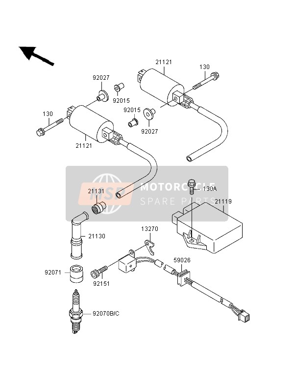 Kawasaki EN500 1998 Ignition System for a 1998 Kawasaki EN500