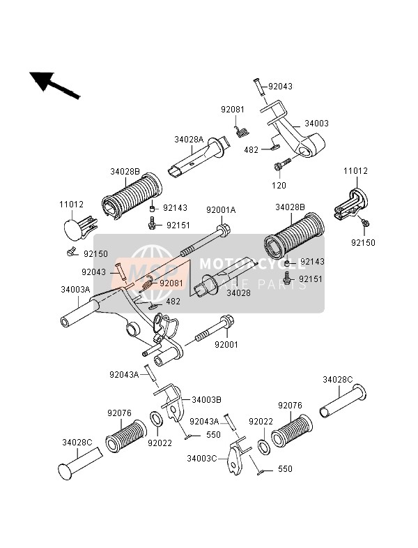 Kawasaki EN500 1998 Footrests for a 1998 Kawasaki EN500