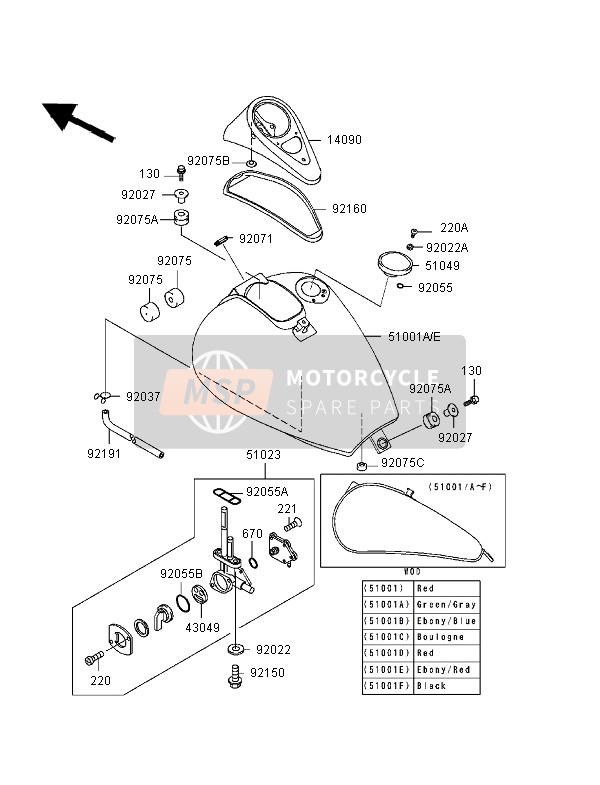 Kawasaki EN500 1998 Réservoir d'essence pour un 1998 Kawasaki EN500