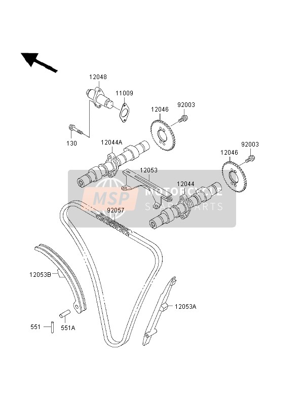 Kawasaki ER500 1998 Camshaft & Tensioner for a 1998 Kawasaki ER500