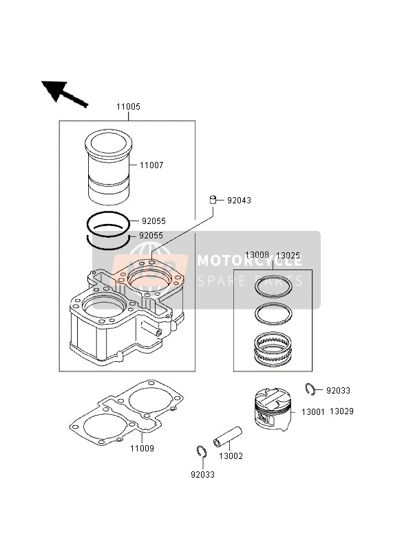 Kawasaki GPZ500S (UK) 1998 Cylinder & Piston for a 1998 Kawasaki GPZ500S (UK)