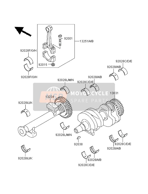 Kawasaki GPZ500S (UK) 1998 Crankshaft for a 1998 Kawasaki GPZ500S (UK)