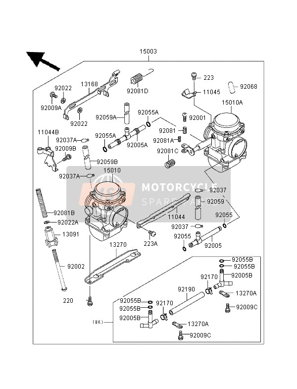 Kawasaki GPZ500S (UK) 1998 Carburettor for a 1998 Kawasaki GPZ500S (UK)