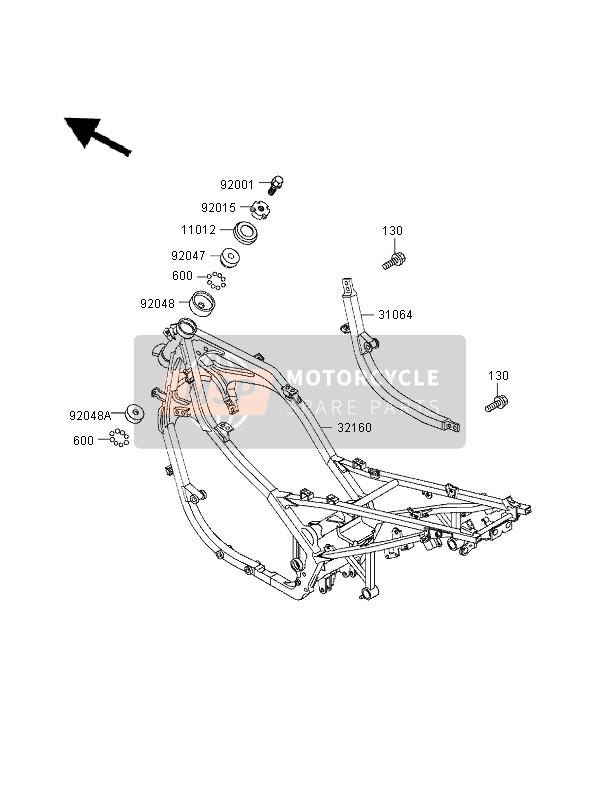 Kawasaki GPZ500S (UK) 1998 Frame for a 1998 Kawasaki GPZ500S (UK)