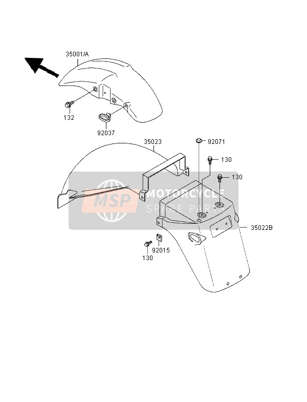 350401052B5, FENDER-COMP-FRONT,Bla EX500-D6, Kawasaki, 0