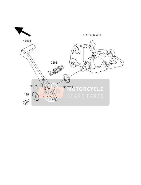 Kawasaki GPZ500S (UK) 1998 Brake Pedal for a 1998 Kawasaki GPZ500S (UK)