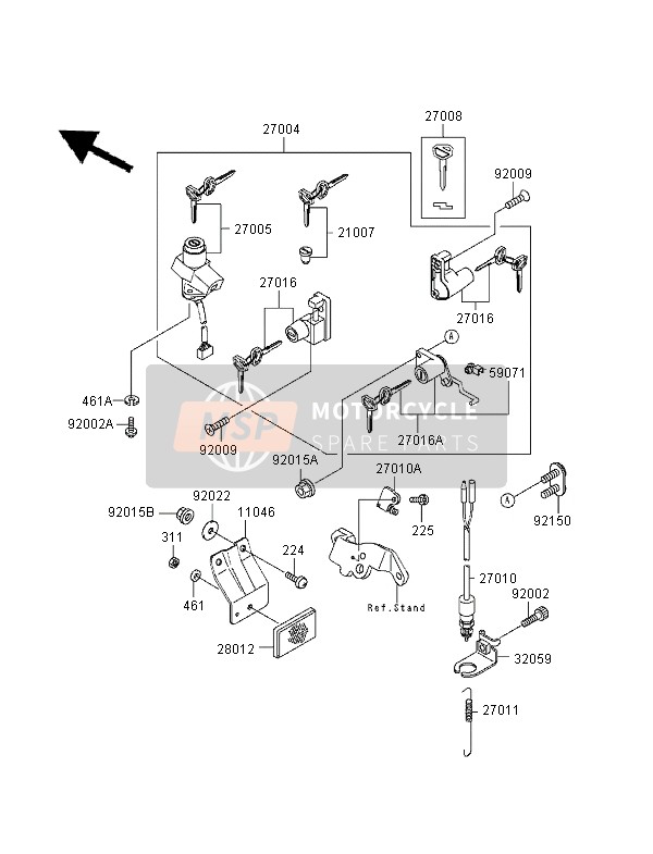 Kawasaki GPZ500S (UK) 1998 Ignition Switch for a 1998 Kawasaki GPZ500S (UK)