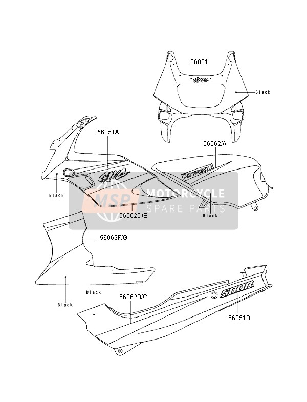 560511721, Mark,Upp Cowling,Gpz, Kawasaki, 0