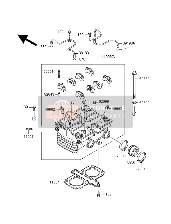 110081405, HEAD-COMP-CYLINDER, Kawasaki, 1