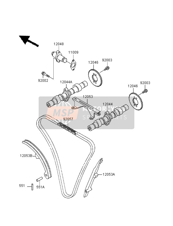 Kawasaki GPZ500S 1998 Albero A Camme & Tenditore per un 1998 Kawasaki GPZ500S