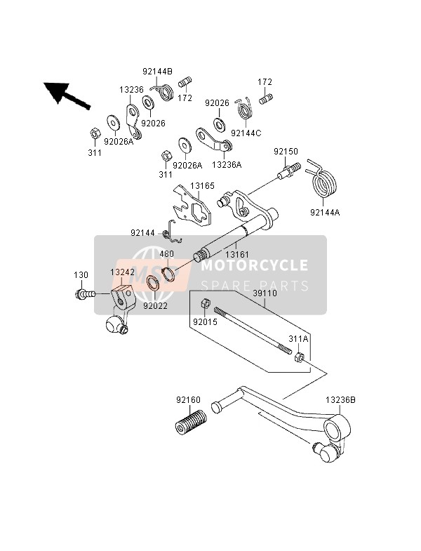 Kawasaki GPZ1100 1998 Mécanisme de changement de vitesse pour un 1998 Kawasaki GPZ1100