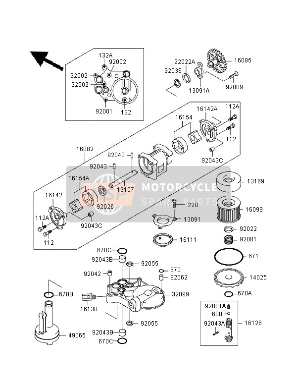 Kawasaki GPZ1100 1998 Oil Pump for a 1998 Kawasaki GPZ1100