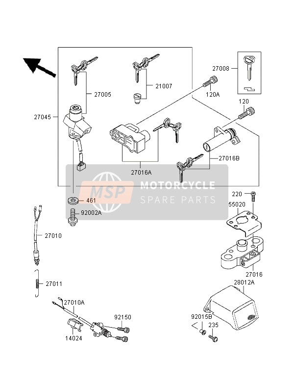 Kawasaki GPZ1100 1998 Ignition Switch for a 1998 Kawasaki GPZ1100