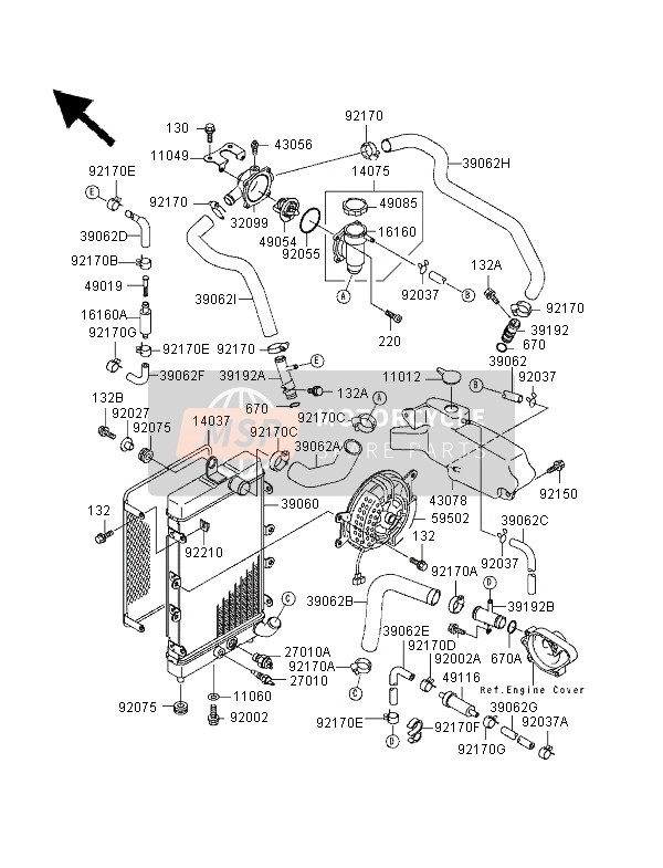 390621753, HOSE-COOLING, Kawasaki, 1