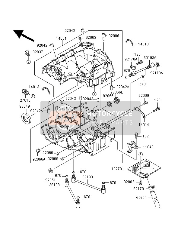 Kawasaki NINJA ZX-6R 1998 Crankcase for a 1998 Kawasaki NINJA ZX-6R