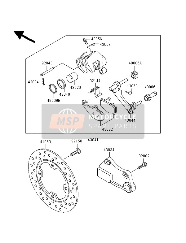 430411662DJ, Etier Frein Ar ZX900C, Kawasaki, 0