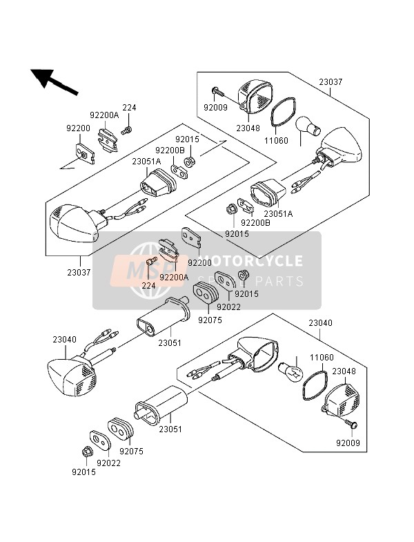 Kawasaki NINJA ZX-6R 1998 Turn Signals for a 1998 Kawasaki NINJA ZX-6R