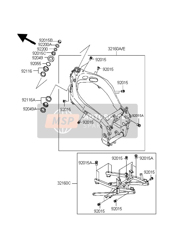 Kawasaki NINJA ZX-7R 1998 Frame for a 1998 Kawasaki NINJA ZX-7R