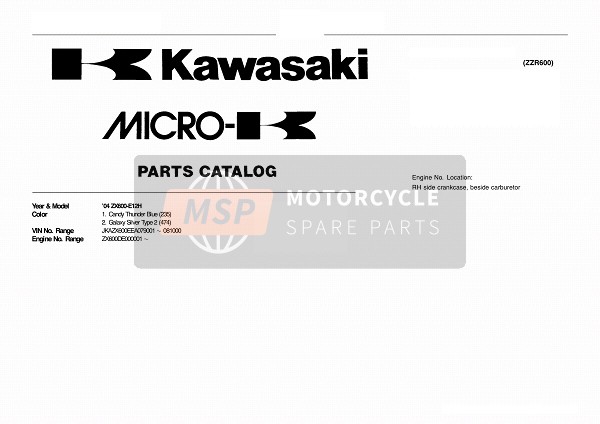 Kawasaki ZZR600 2004 Identificación del modelo para un 2004 Kawasaki ZZR600