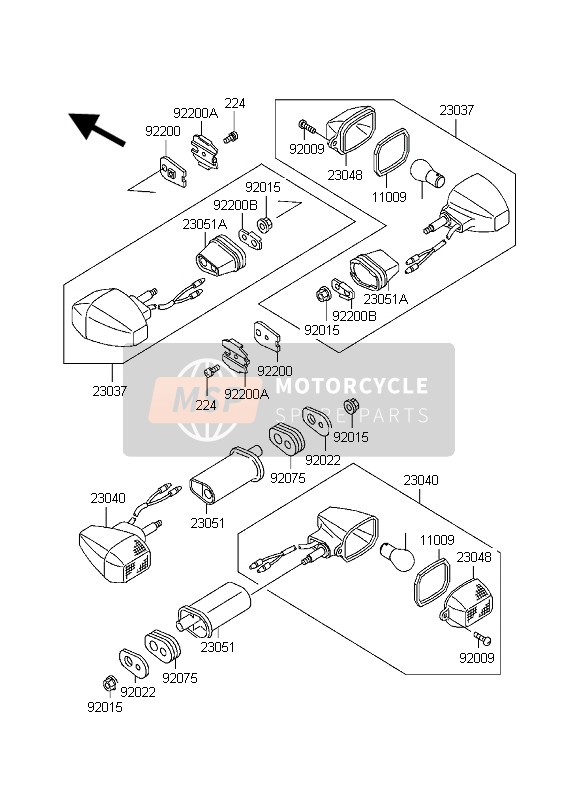 Kawasaki NINJA ZX-7R 1998 Turn Signals for a 1998 Kawasaki NINJA ZX-7R