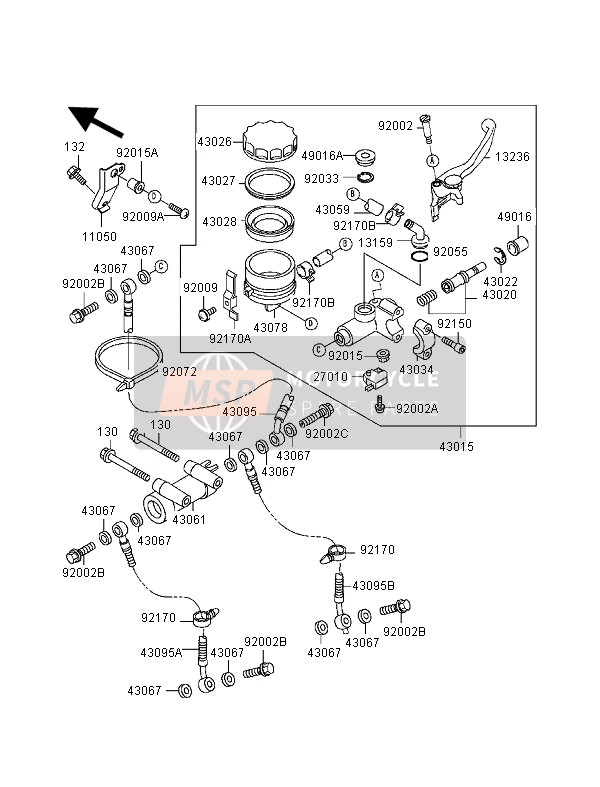 430951112, HOSE-BRAKE,Fr,Lwr,Lh, Kawasaki, 0