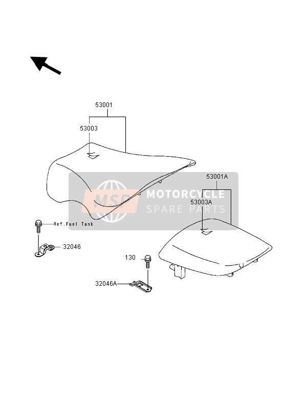 530031401MA, Leather,Rear Seat,Black, Kawasaki, 1