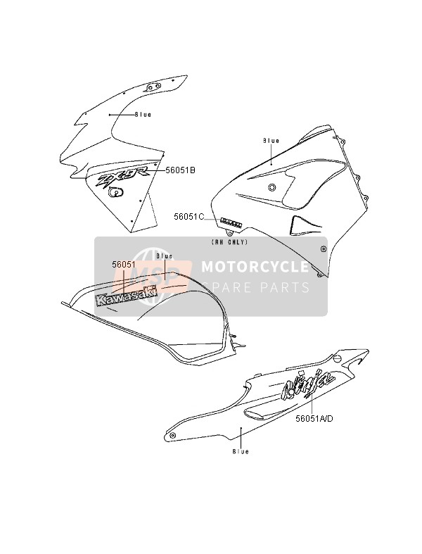 560511758, Mark,Seat Cover,Rh,Ninja, Kawasaki, 1