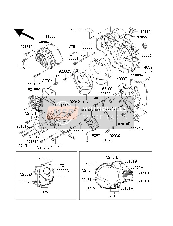 Kawasaki ZRX1100 1998 Engine Cover for a 1998 Kawasaki ZRX1100