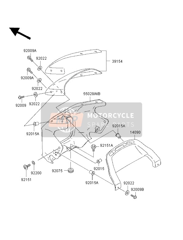 55028135275, Cowling,Upp,M.C.Silver, Kawasaki, 0