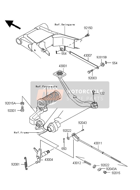 Kawasaki W650 2004 Brake Pedal for a 2004 Kawasaki W650