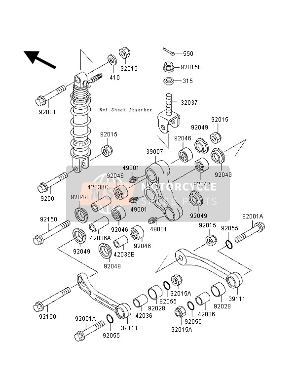 Kawasaki ZXR400 1998 Suspensie voor een 1998 Kawasaki ZXR400