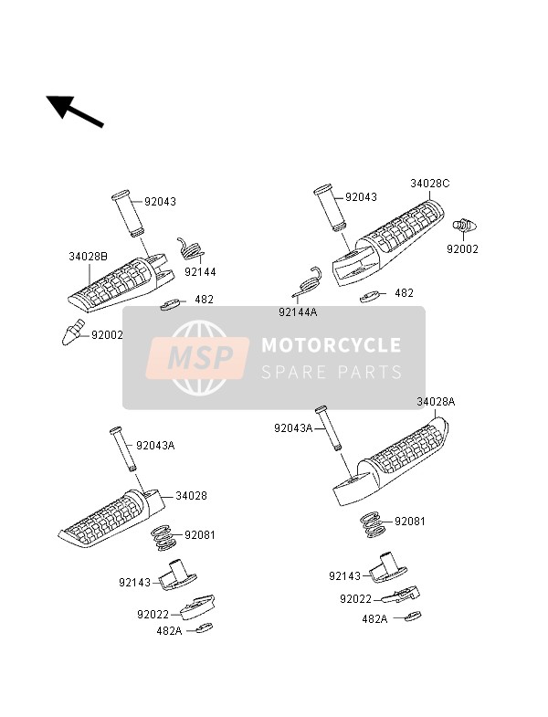 Kawasaki ZXR400 1998 Voetsteunen voor een 1998 Kawasaki ZXR400