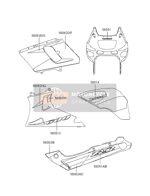 560621251, Pattern,Lwr Cowling,Fr,Lh, Kawasaki, 0