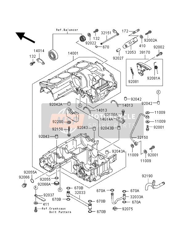 Kawasaki ZZ-R1100 1998 Crankcase for a 1998 Kawasaki ZZ-R1100