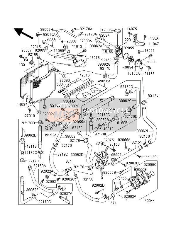 921701391, Clamp,Cooling Hose, Kawasaki, 1