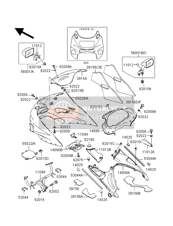 550281300H8, Cowling,Upp,Ebony, Kawasaki, 0