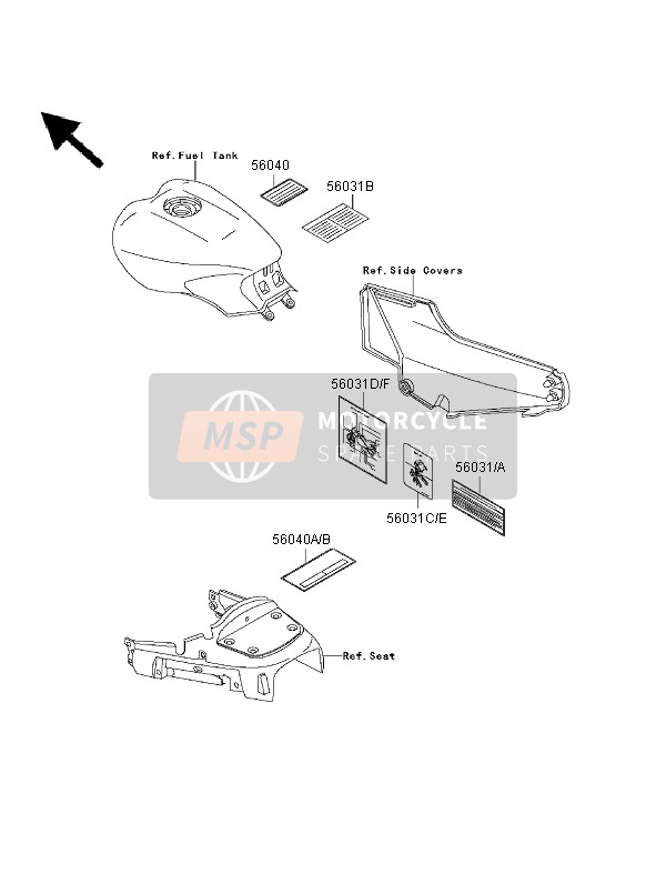 Kawasaki 1000 GTR 1999 Labels for a 1999 Kawasaki 1000 GTR