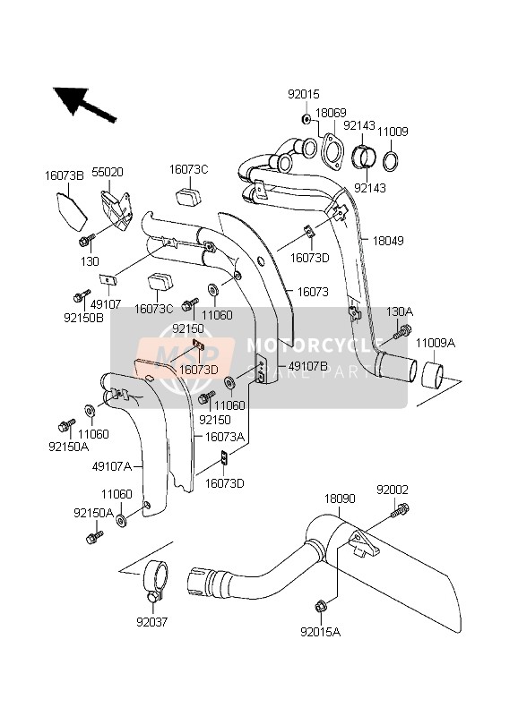 Kawasaki EL252 1999 Muffler for a 1999 Kawasaki EL252