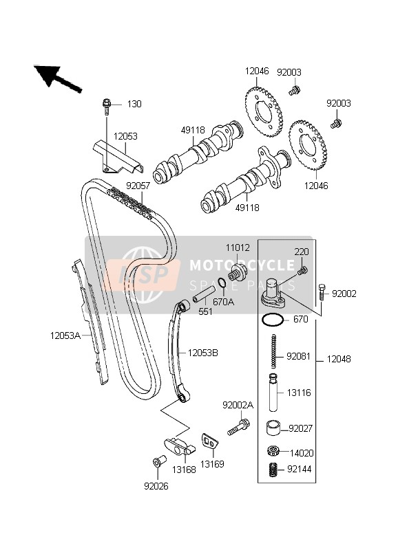 Kawasaki EL252 1999 NOCKENWELLE & SPANNER für ein 1999 Kawasaki EL252