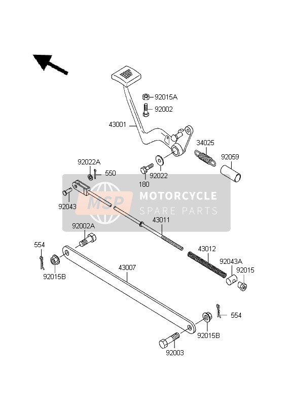 Kawasaki EL252 1999 Rempedaal voor een 1999 Kawasaki EL252