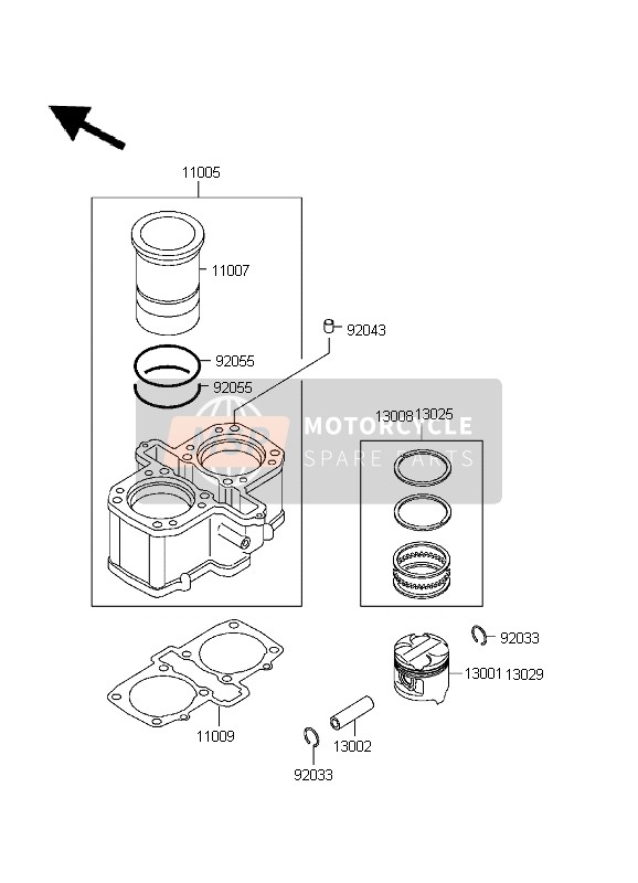 Kawasaki EN500 1999 Cylindre & Piston pour un 1999 Kawasaki EN500