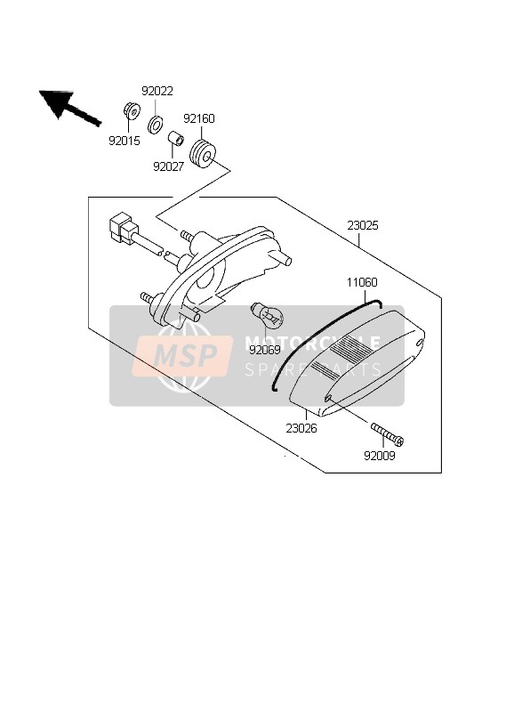 Kawasaki EN500 1999 Tail Light for a 1999 Kawasaki EN500